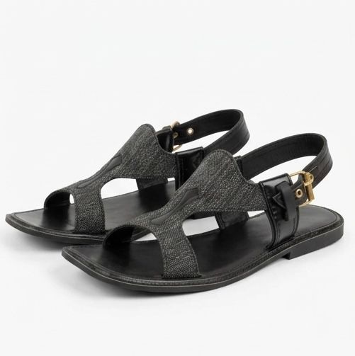 Panjedar Chappal – Carbon Black Edition Premium Textured