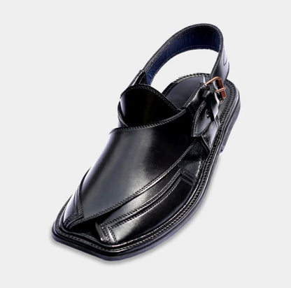 Black Peshawari Chappal – Tradition Crafted for Modern Style