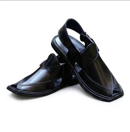 Black Peshawari Chappal – Tradition Crafted for Modern Style