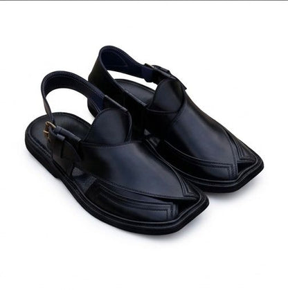Black Peshawari Chappal – Tradition Crafted for Modern Style